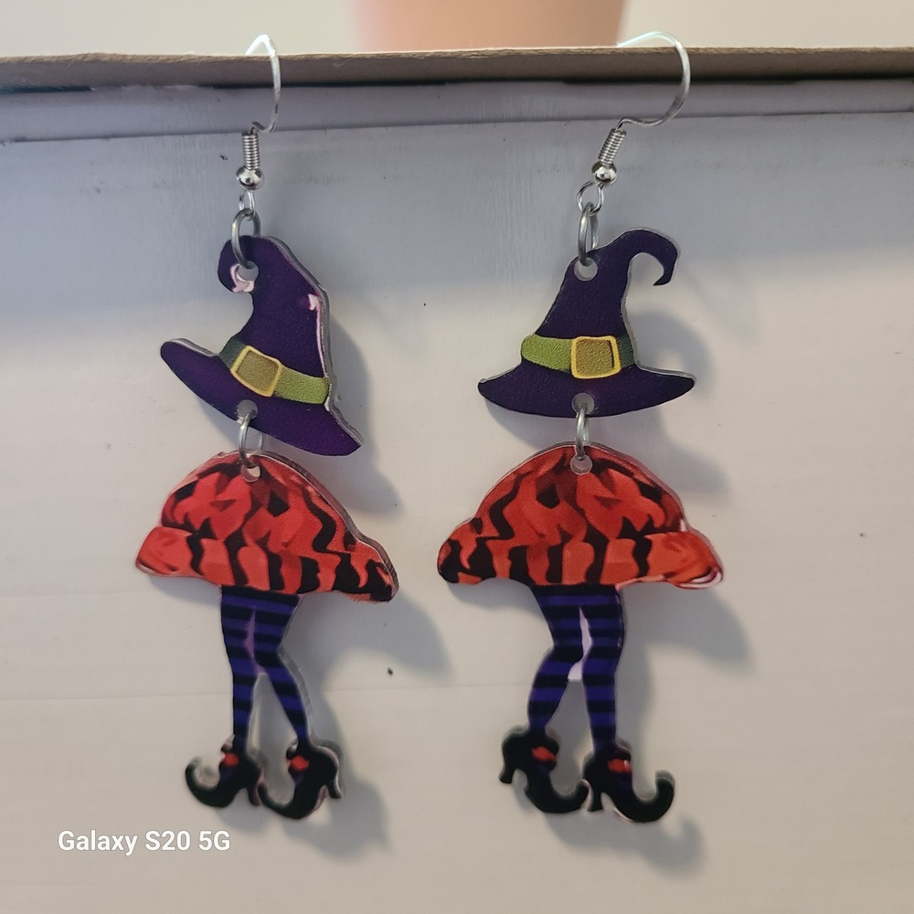 Witch Hat Earrings Halloween Costume Dangle‎ Drop Whimsical Fun Holiday